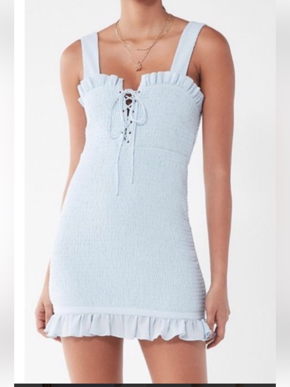 The East Order light blue smocked mini dress